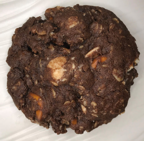 Chocolate, Caramel, Pretzel Cookies - Critical Hit Cookies